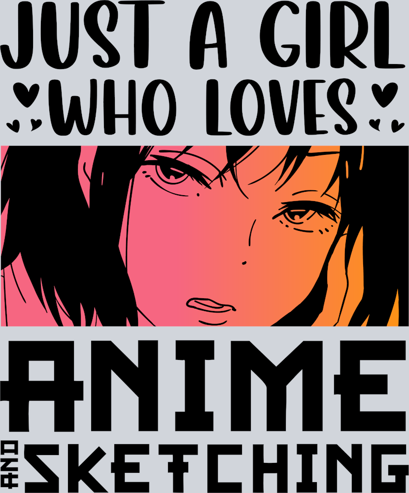 Girl Who Loves Anime Sketching Black - STK02261 (DTF Transfers)