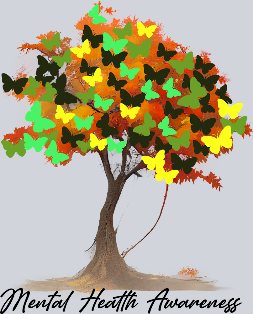 Mental Health Awareness Butterfly Tree - STK04184 (DTF Transfers)