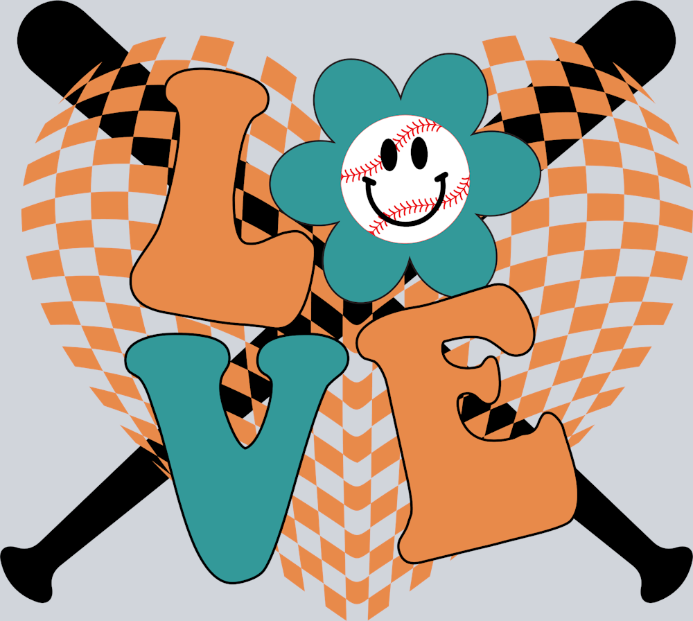 Retro Baseball Love - STK07371 (DTF Transfers)