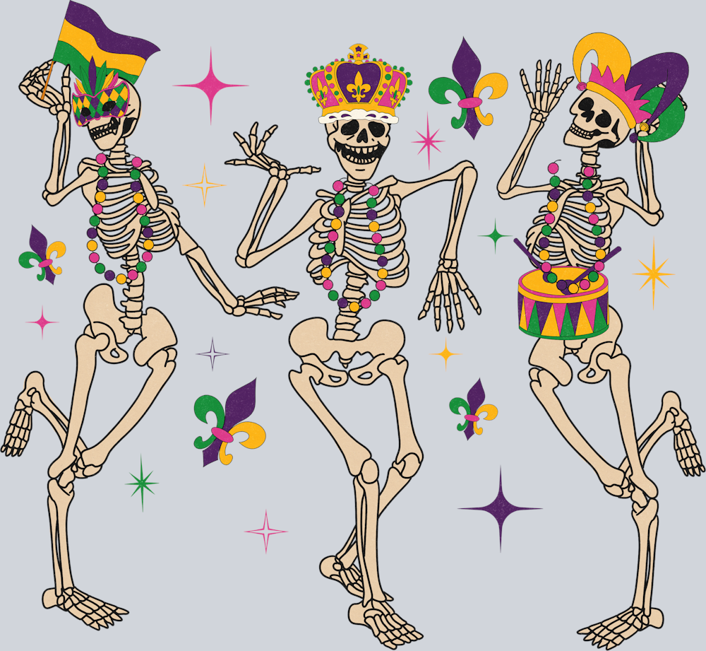 Skeleton Dance Mardi Gras - STK05491 (DTF Transfers)