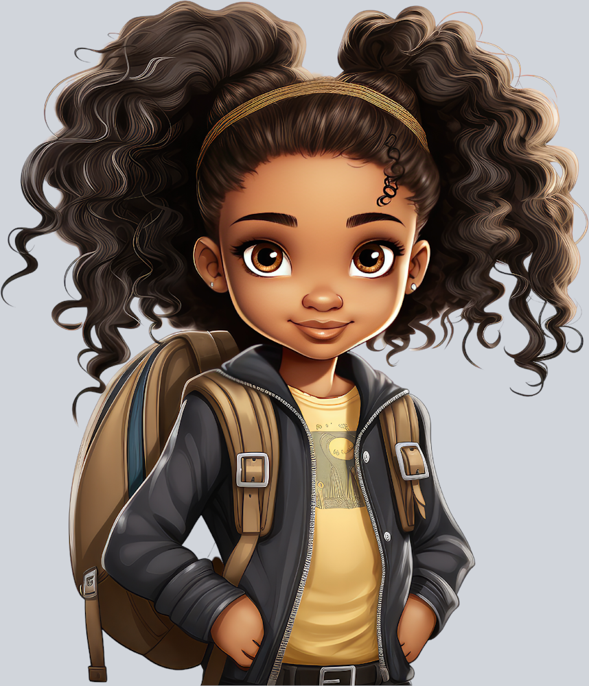 Cute Black Girl Back To School 11 - STK01546 (DTF Transfers)