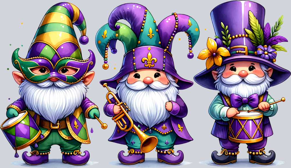 Mardi Gras Gnomes - STK04047 (DTF Transfers)