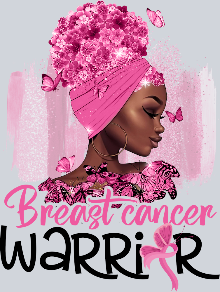 Breast Cancer Awareness Breast Cancer Warrior Afro - STK01120 (DTF Transfers)