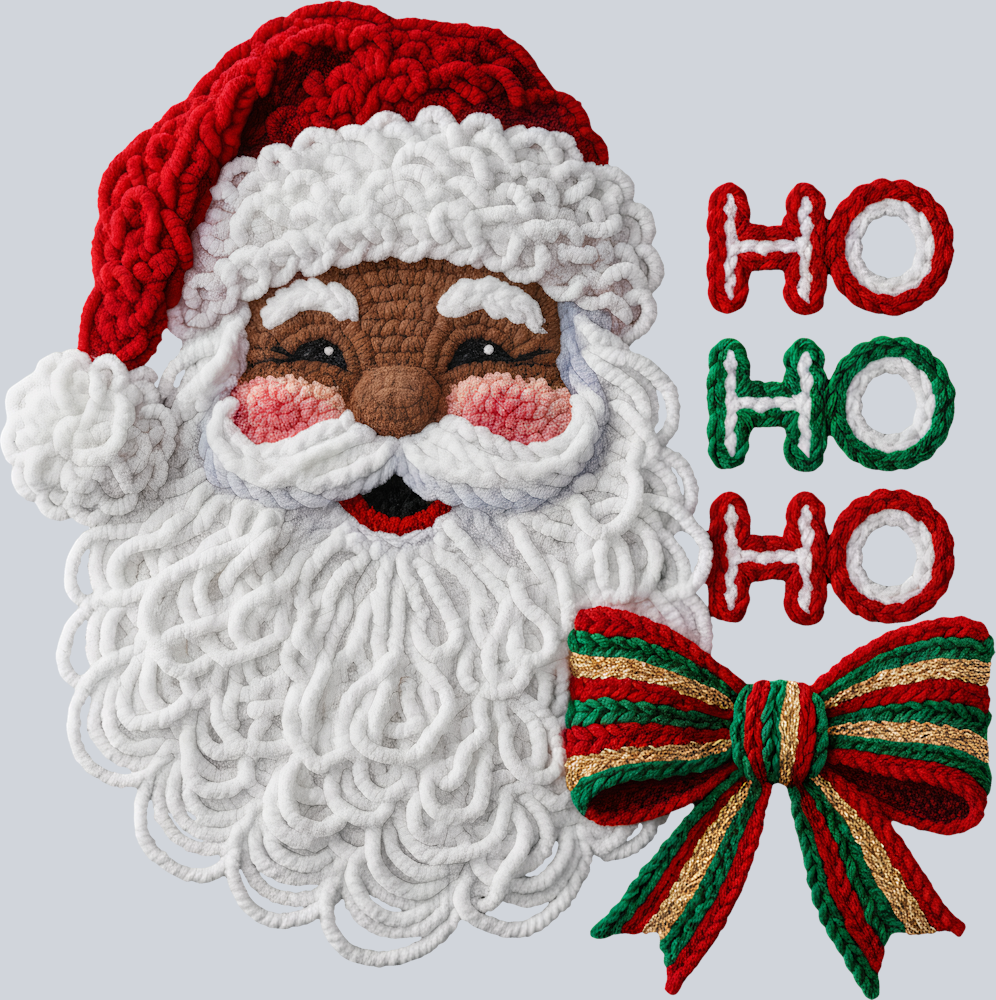 Faux Yarn HoHoHo Black Santa - STK07497 (DTF Transfers)