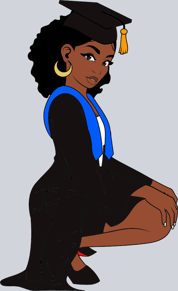 Black Woman Graduation Afro Short - STK00977 (DTF Transfers)