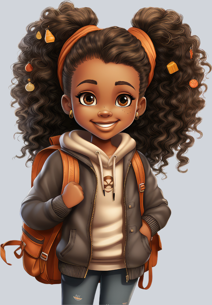 Cute Black Girl Back To School 2 - STK01537 (DTF Transfers)