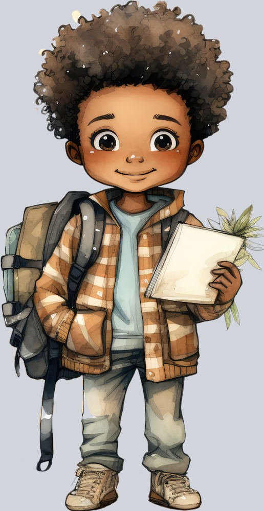 Cute Black Boy Back To School 4 - STK01524 (DTF Transfers)