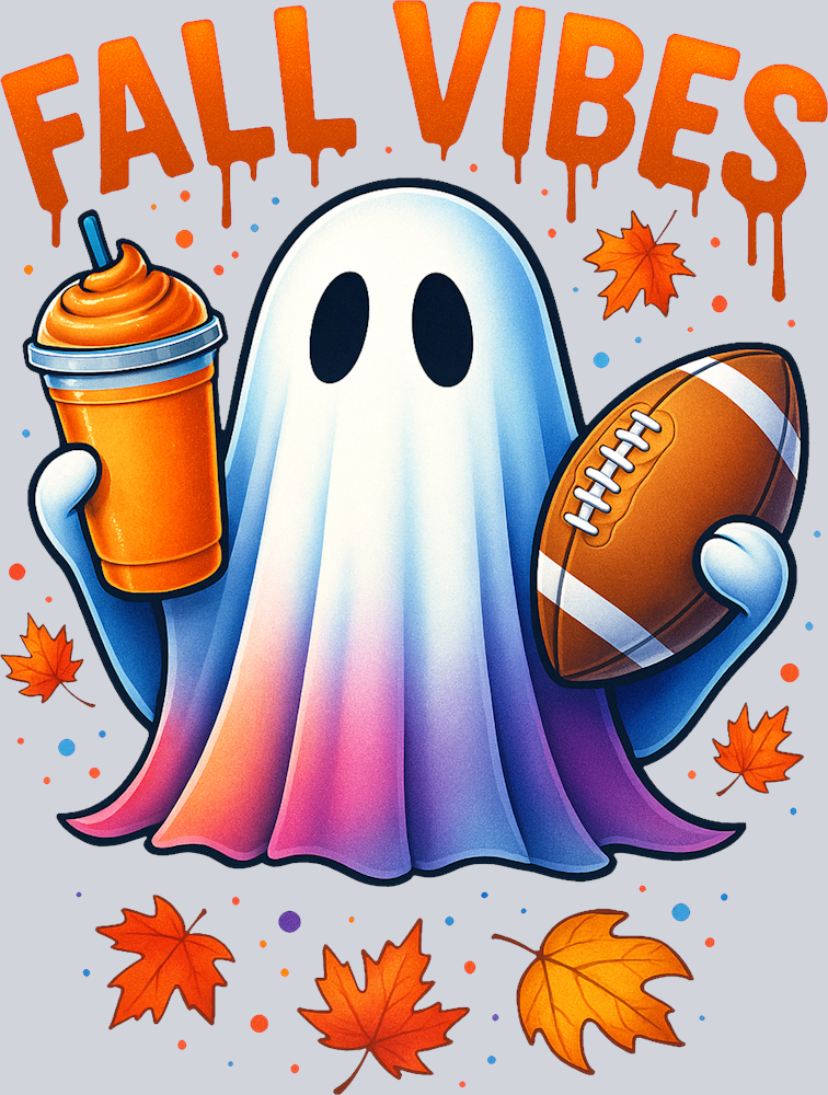 Fall Vibes Ghost Coffee and Football - STK07380 (DTF Transfers)