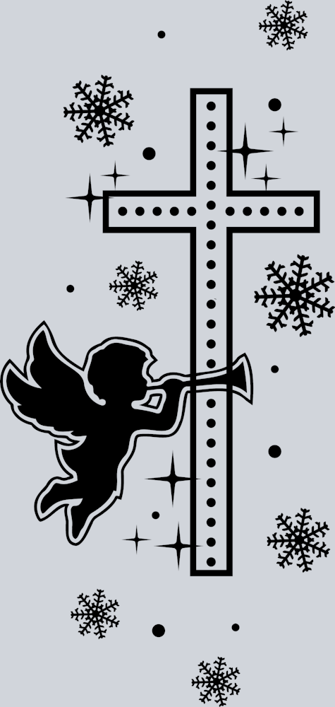 Cross And Cherub Black - STK01475 (DTF Transfers)