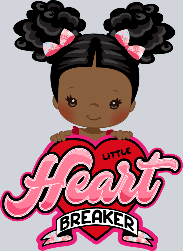 Little Heart Breaker Black Pigtails - STK03621 (DTF Transfers)