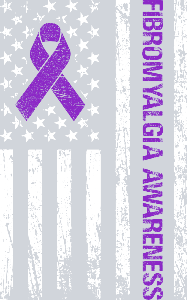 Fibromyalgia Awareness Ribbons Flag White - STK01976 (DTF Transfers)