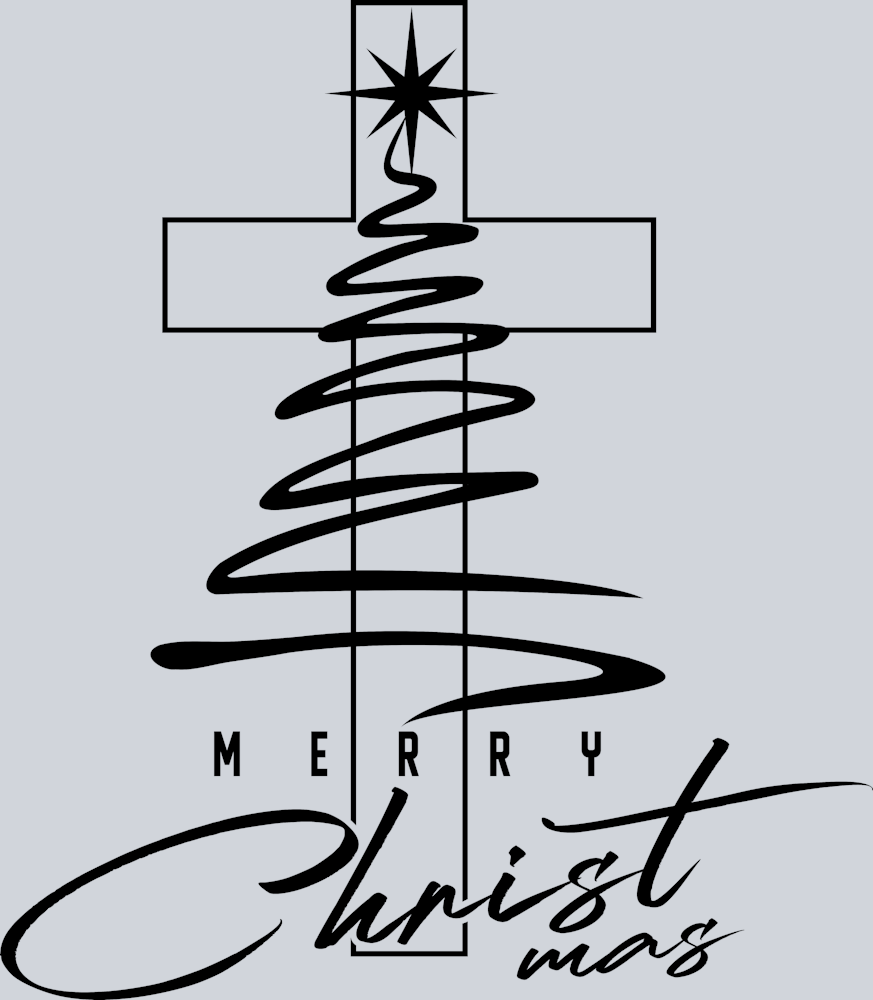 Merry Christmas with Cross Black - STK07522 (DTF Transfers)