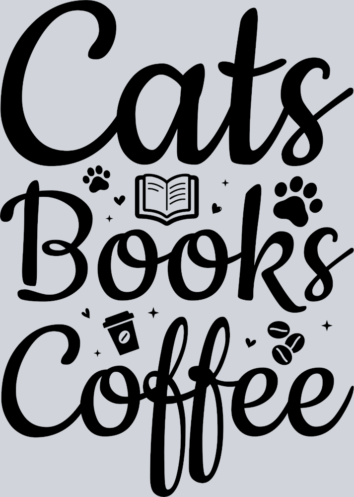 Pets Cats Books Coffee Black - STK04828 (DTF Transfers)
