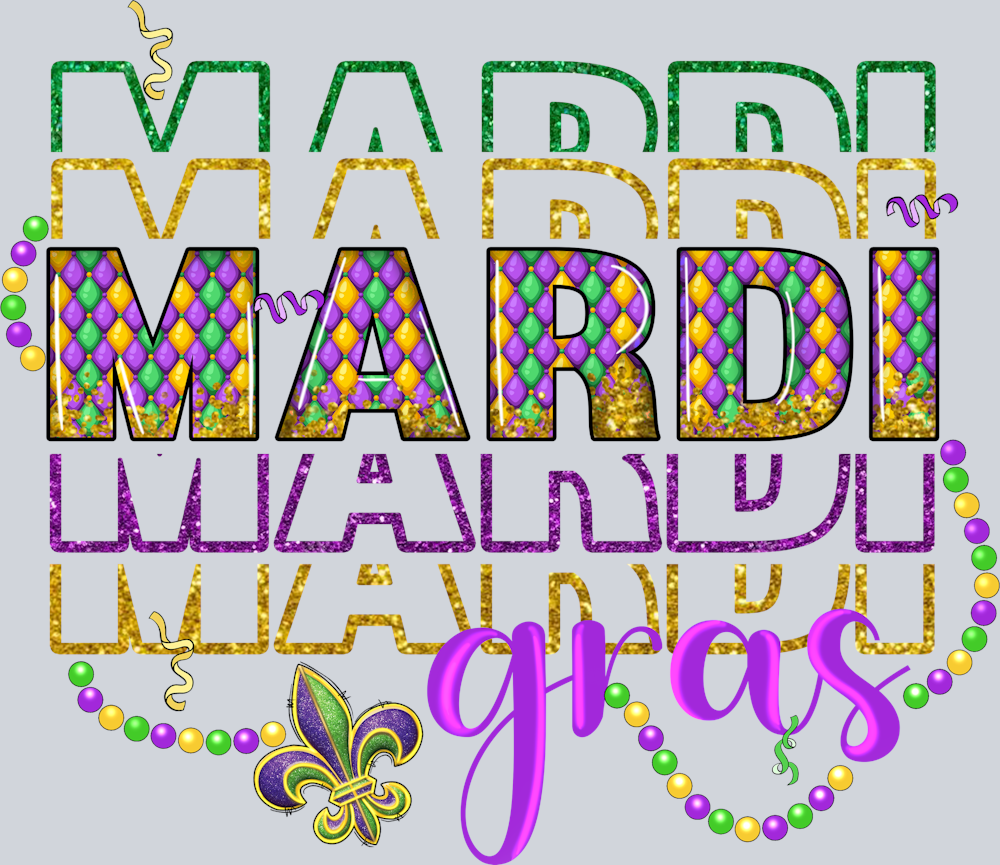 Mardi Gras Stacked Beads - STK04102 (DTF Transfers)