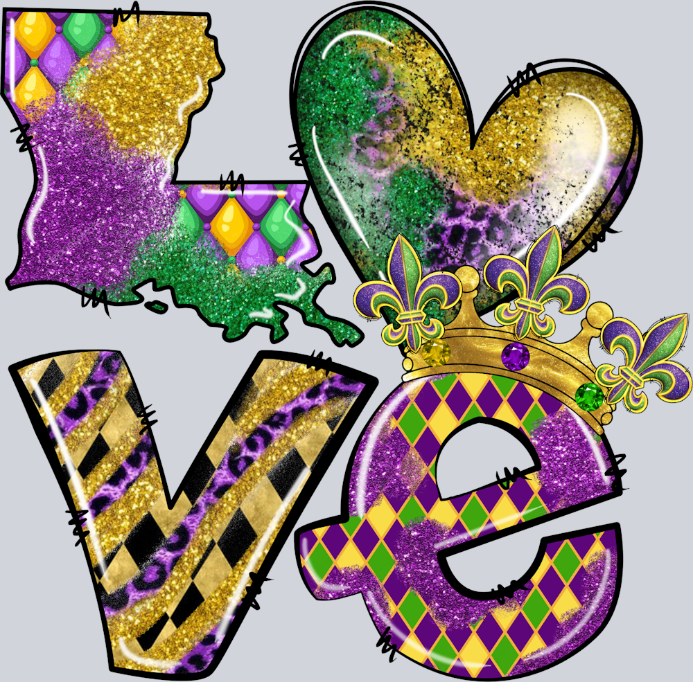 Mardi Gras Louisiana Love - STK04076 (DTF Transfers)