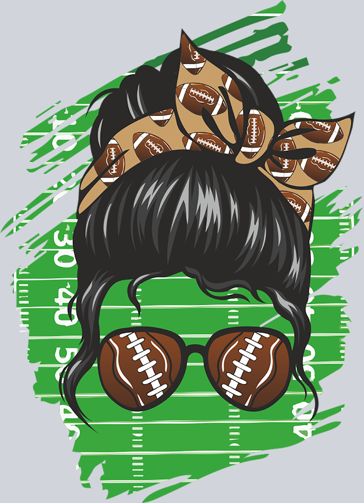 Football Messy Bun Mama - STK02080 (DTF Transfers)