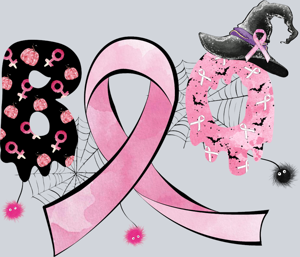Breast Cancer Awareness Boo Ribbon - STK01115 (DTF Transfers)