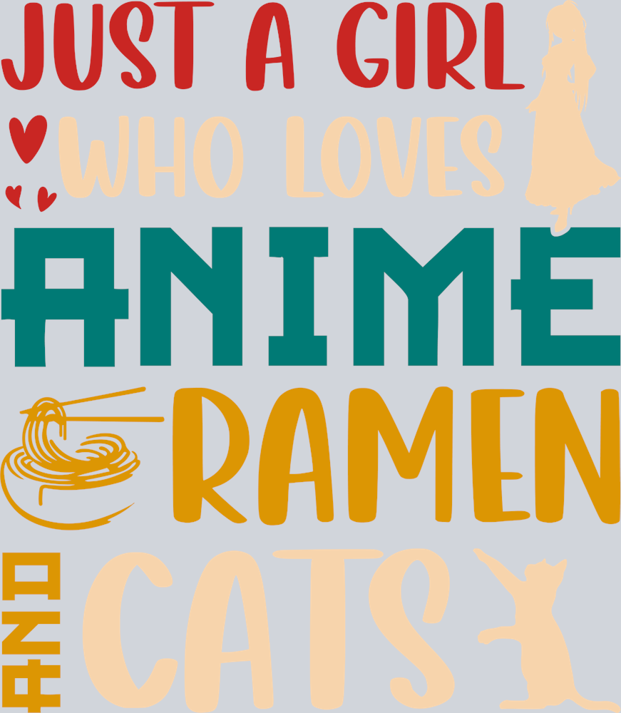 Girl Who Loves Anime Ramen Cats Color - STK02259 (DTF Transfers)
