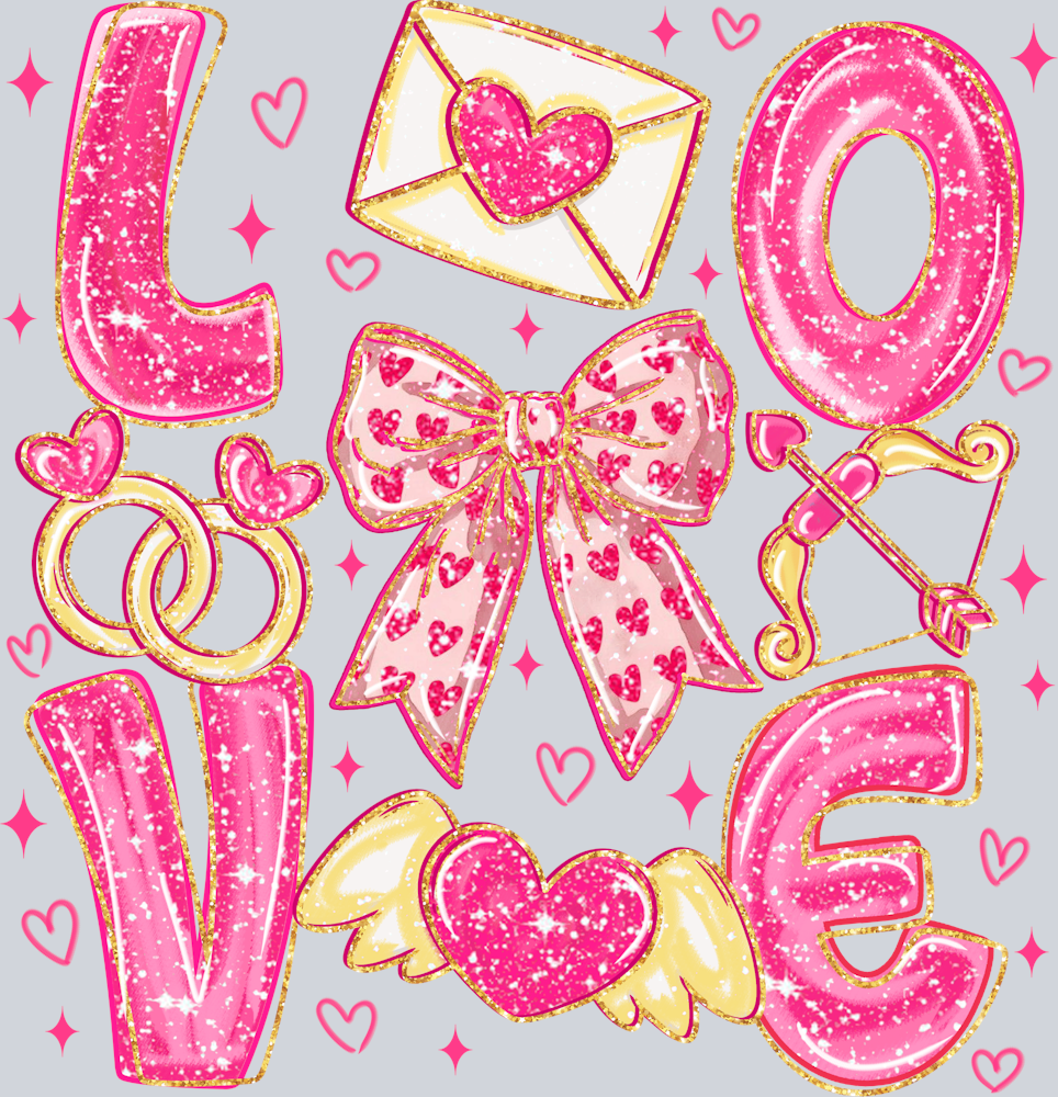 Love Bow Hearts - STK07533 (DTF Transfers)