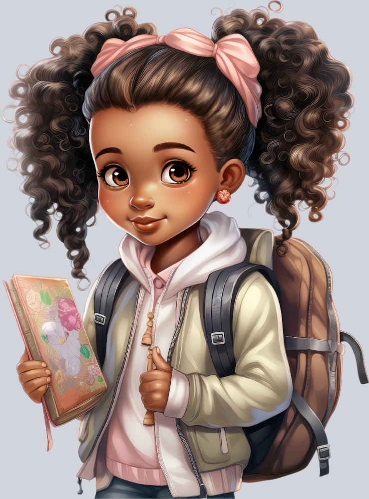 Cute Black Girl Back To School 4 - STK01539 (DTF Transfers)
