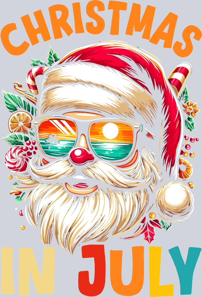 Christmas In July Santa Face - STK01315 (DTF Transfers)