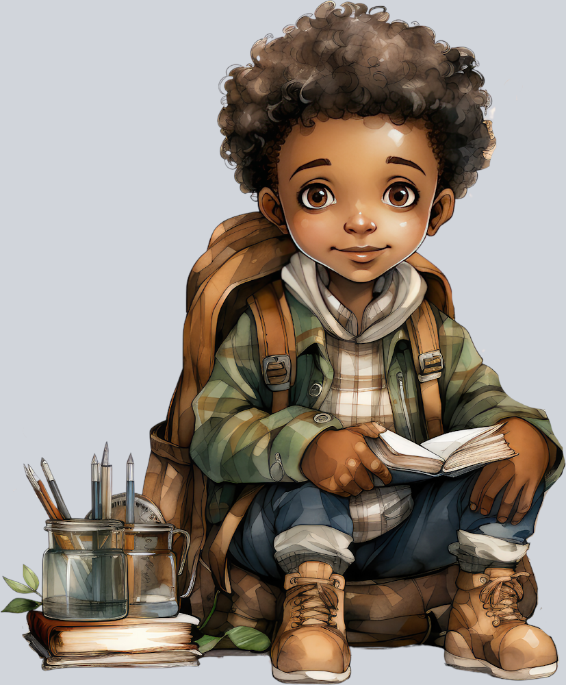 Cute Black Boy Back To School 3 - STK01523 (DTF Transfers)