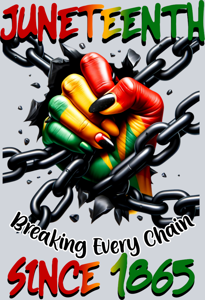 Juneteenth Breaking Every Chain Since 1865 Female Fist 1 - STK03365 (DTF Transfers)