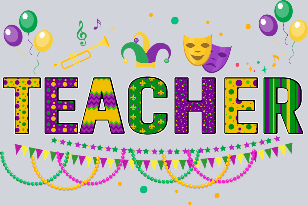 Mardi Gras Teacher - STK04103 (DTF Transfers)