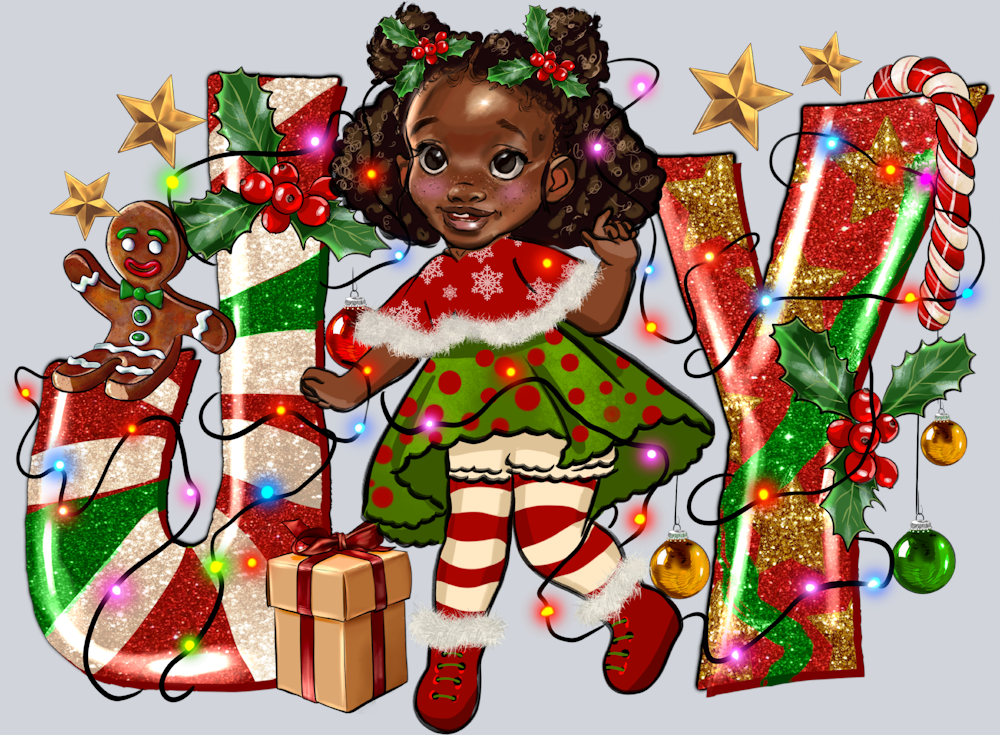 Christmas Joy Black Girl - STK01319 (DTF Transfers)