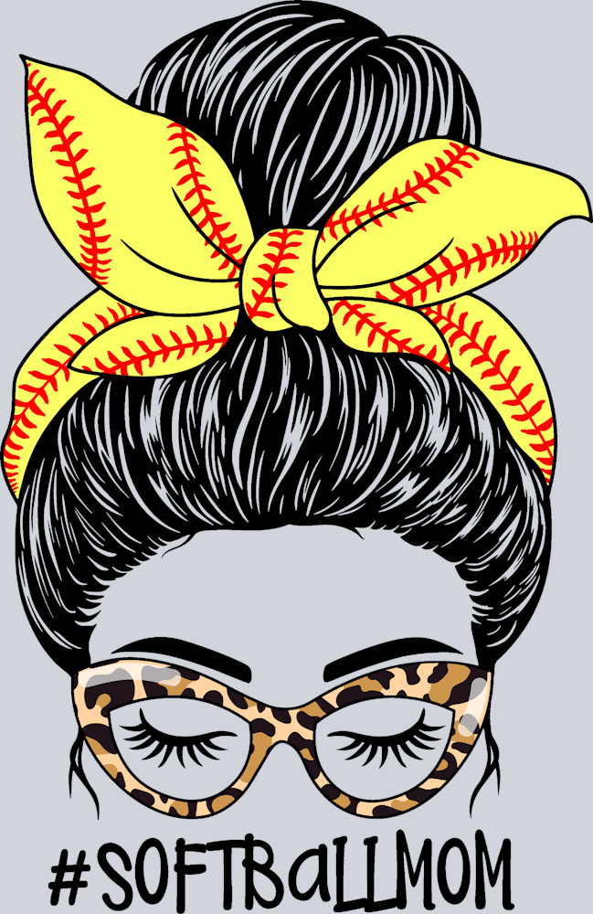 Softball Mom Messy Bun 1 - STK07367 (DTF Transfers)