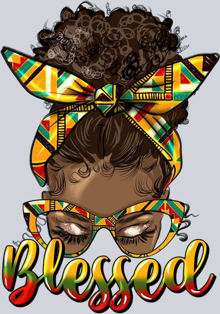 Blessed Black Messy Bun - STK01006 (DTF Transfers)