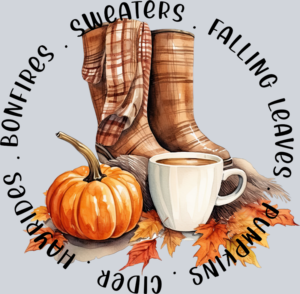 Cider Hayride Bonfires Sweaters Falling Leaves Pumpkins - STK07134 (DTF Transfers)