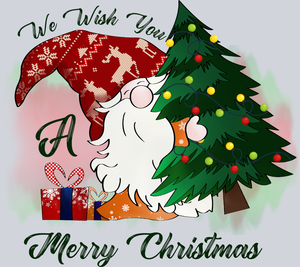 Gnome Wish Merry Christmas - STK02344 (DTF Transfers)