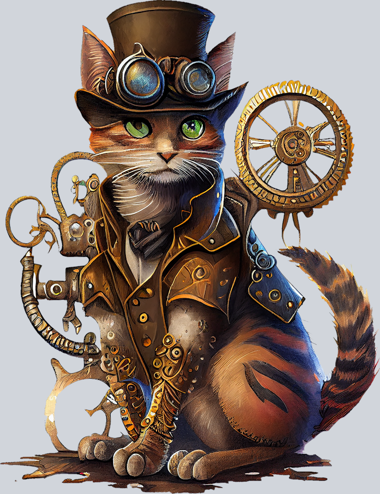 Steampunk Cat 4 - STK05810 (DTF Transfers)