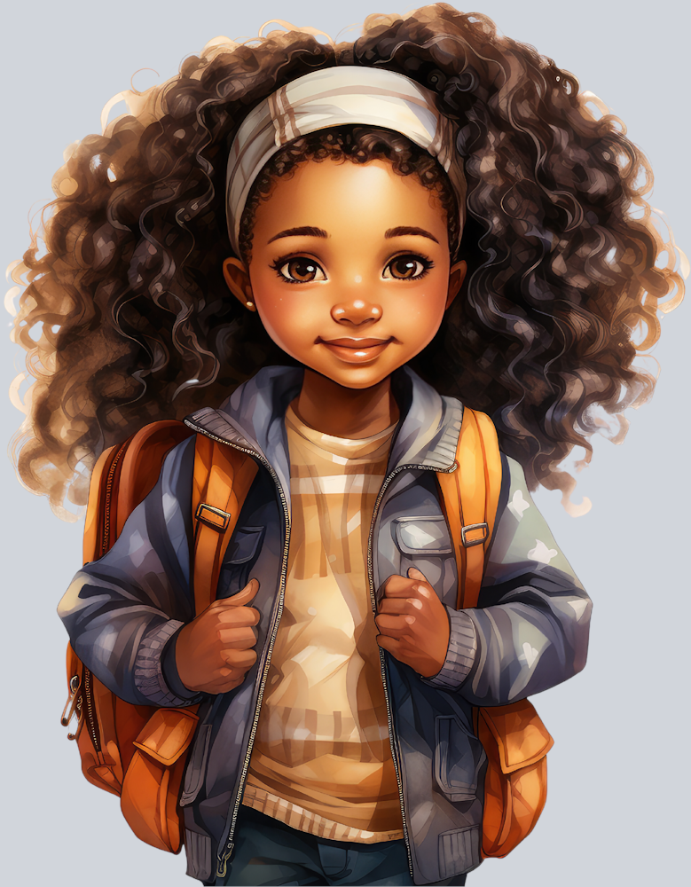 Cute Black Girl Back To School 22 - STK01557 (DTF Transfers)
