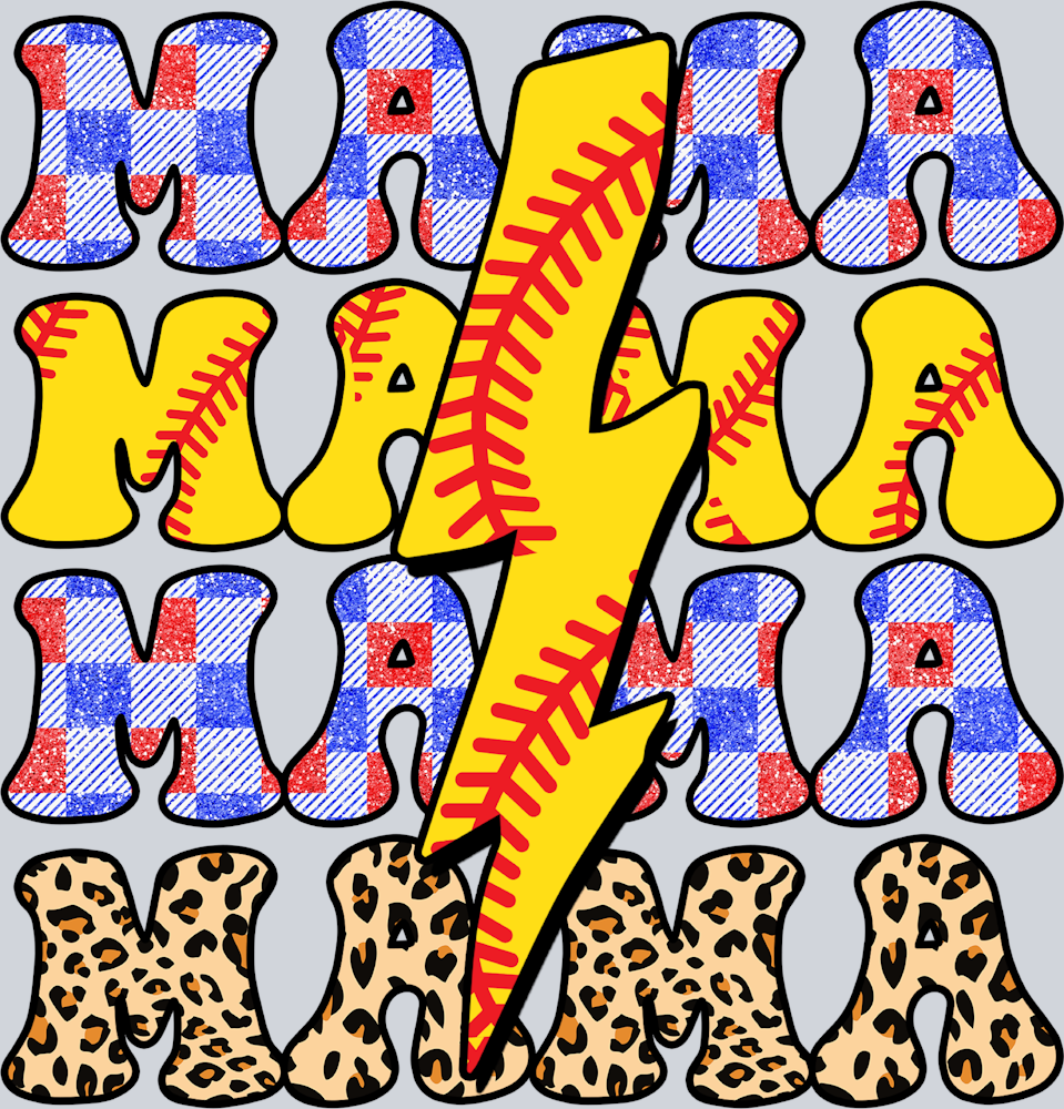 Mama Stacked Softball - STK07337 (DTF Transfers)