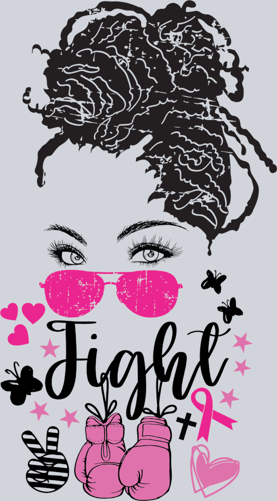 Breast Cancer Awareness Fight 3 Black - STK01128 (DTF Transfers)