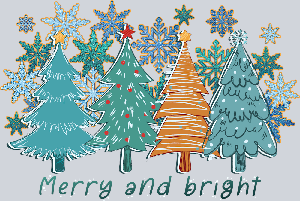 Merry Bright Christmas Trees - STK04224 (DTF Transfers)
