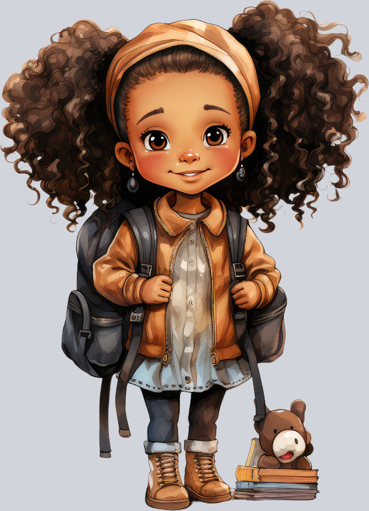 Cute Black Girl Back To School 10 - STK01545 (DTF Transfers)