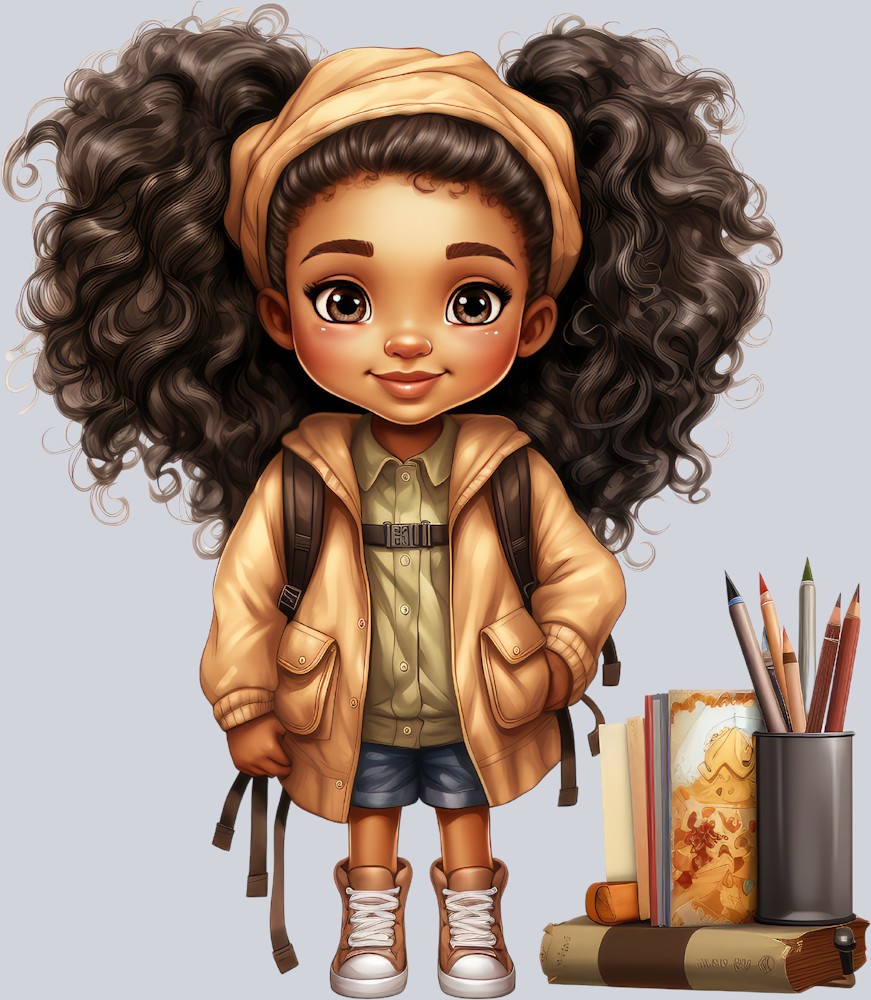 Cute Black Girl Back To School 13 - STK01548 (DTF Transfers)