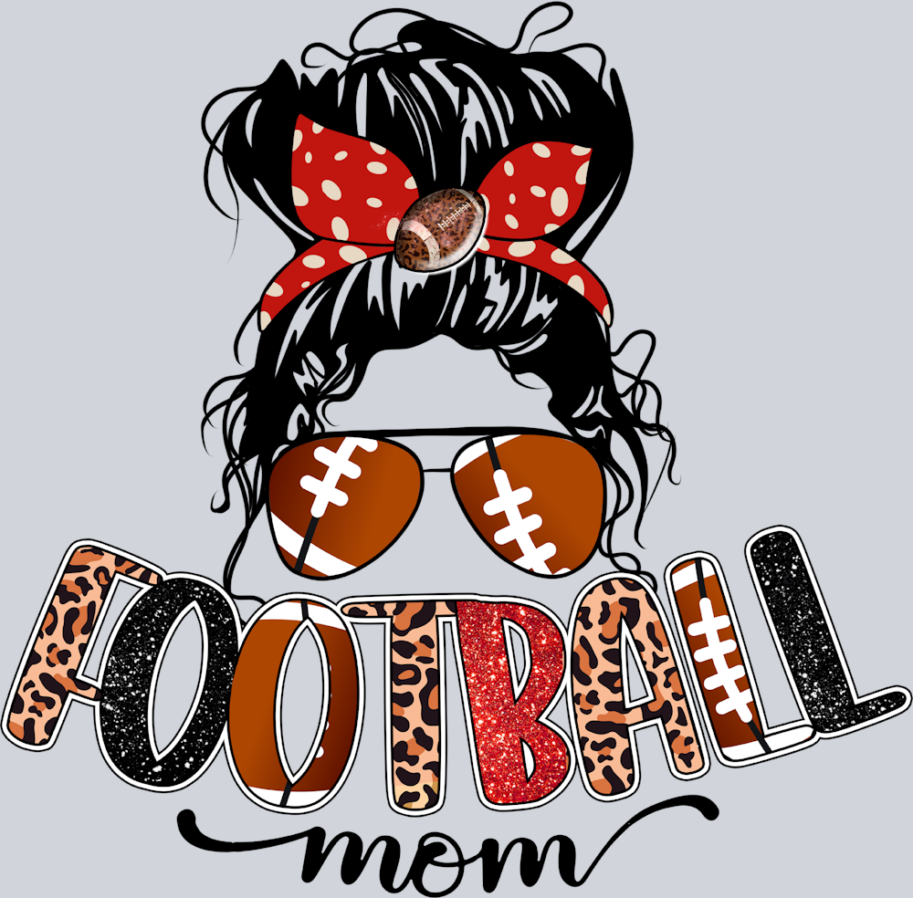 Football Mom Messy Bun 1 - STK02082 (DTF Transfers)