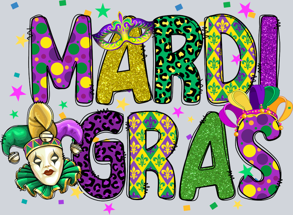 Mardi Gras Bright Pattern - STK04024 (DTF Transfers)