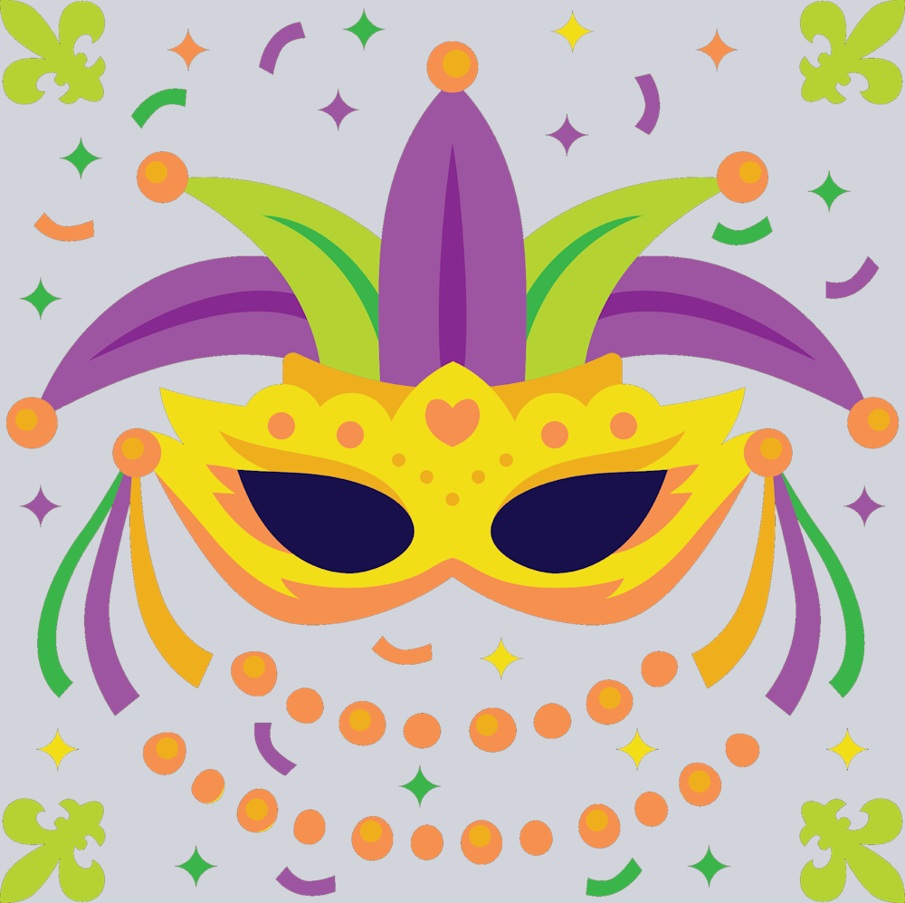 Fat Tuesday Mardi Gras Mask - STK01947 (DTF Transfers)