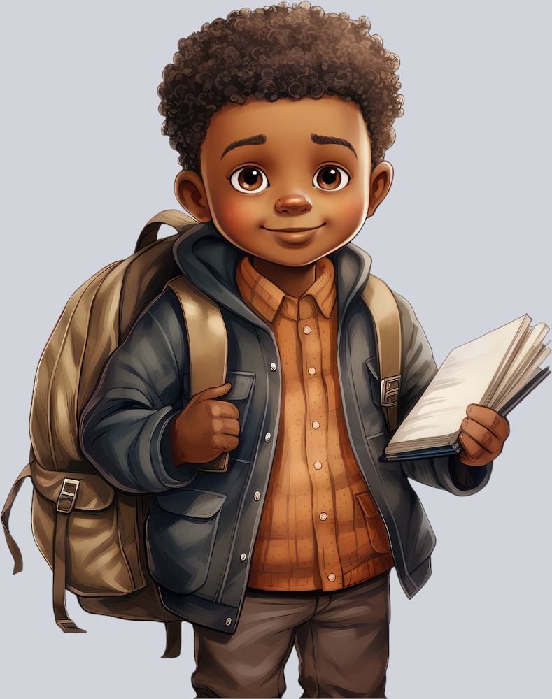 Cute Black Boy Back To School 12 - STK01532 (DTF Transfers)