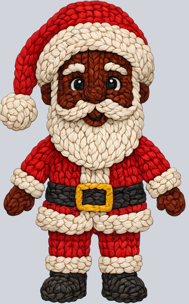 Faux Yarn Black Santa 1 - STK07481 (DTF Transfers)