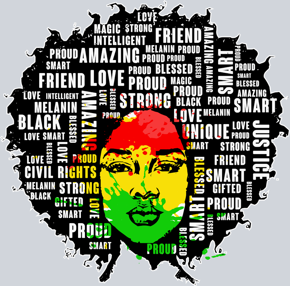 Black Woman Word Cloud - STK00991 (DTF Transfers)