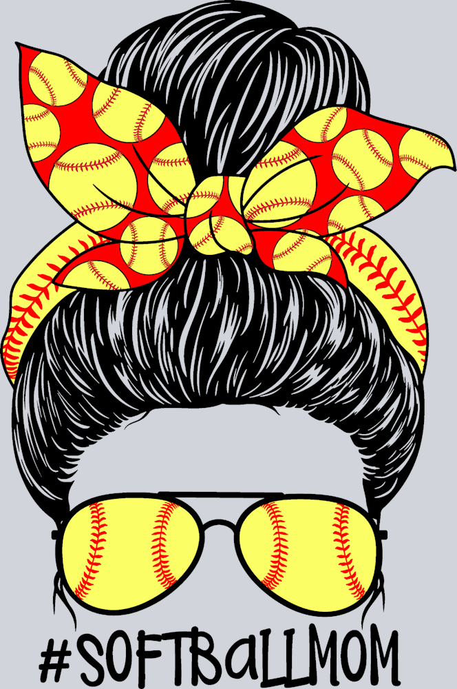 Softball Mom Messy Bun 2 - STK07368 (DTF Transfers)