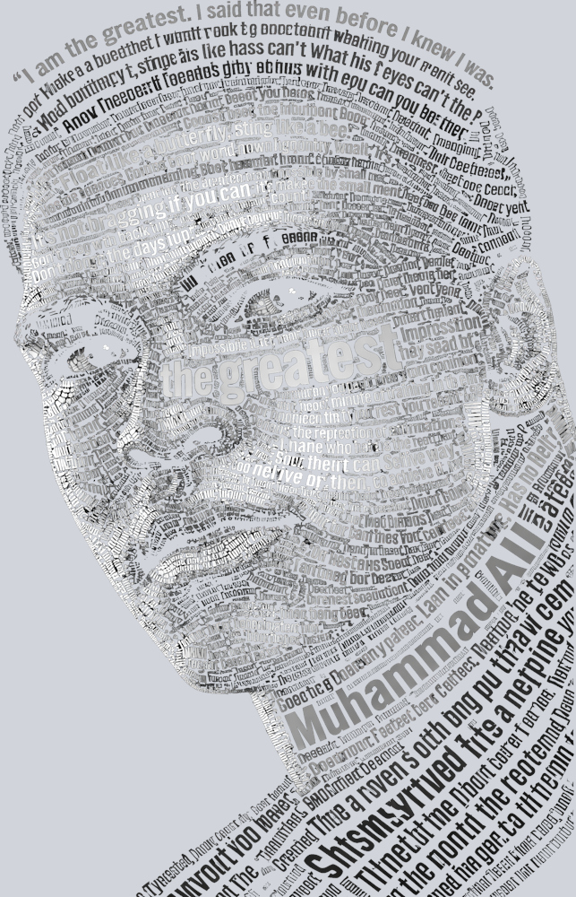 Muhammad Ali Calligram (for black shirts only) - STK07566 (DTF Transfers)