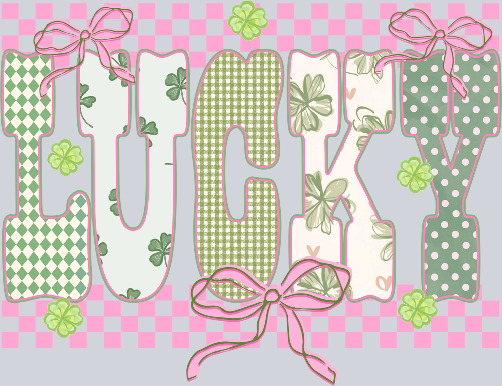 Lucky Green and PInk - STK07758 (DTF Transfers)