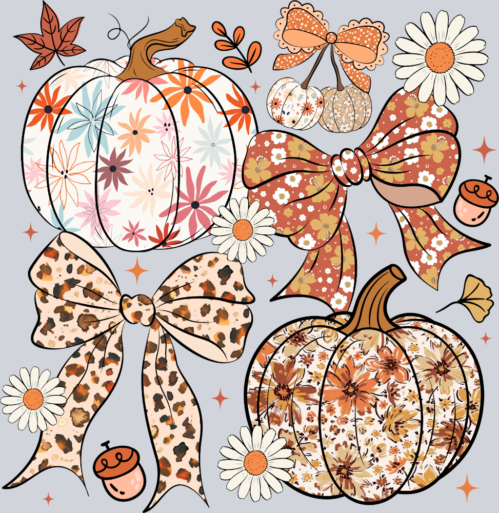Pumpkins And Bows - STK07399 (DTF Transfers)